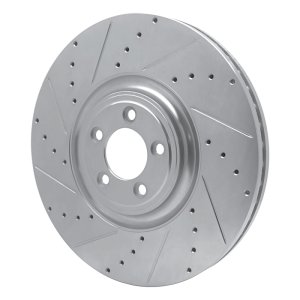 Jaguar XF Brake Rotor (1) - Front Left - R1 Concepts - Drilled & Slotted - Silver - `10-`14